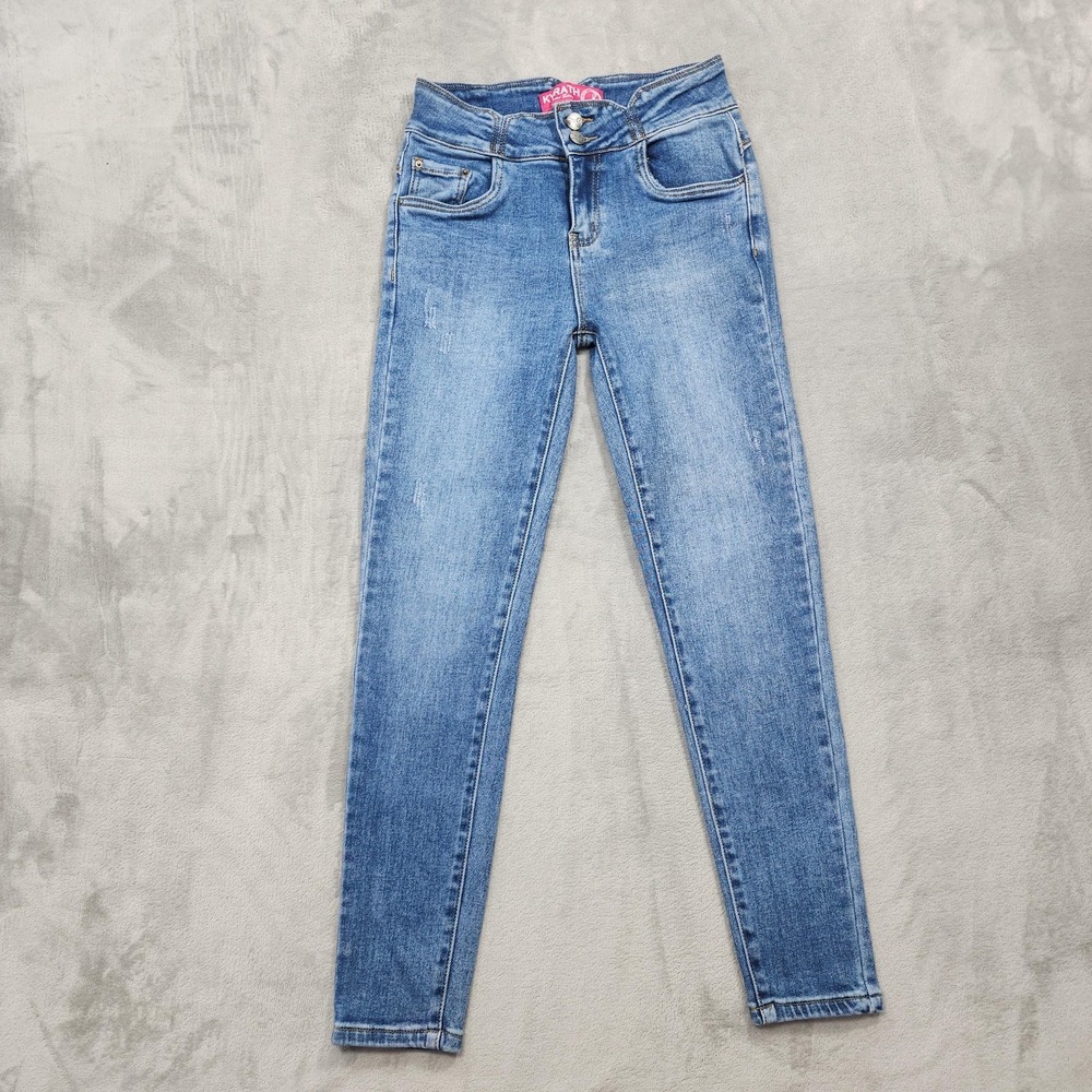 Kyrath Jeans Womens 5 Juniors Blue Skinny Stretch Denim Double Button Casual